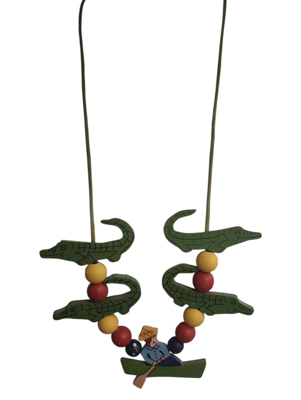 Alligator Wood Beaded Cord Necklace - Picture 2 of 7